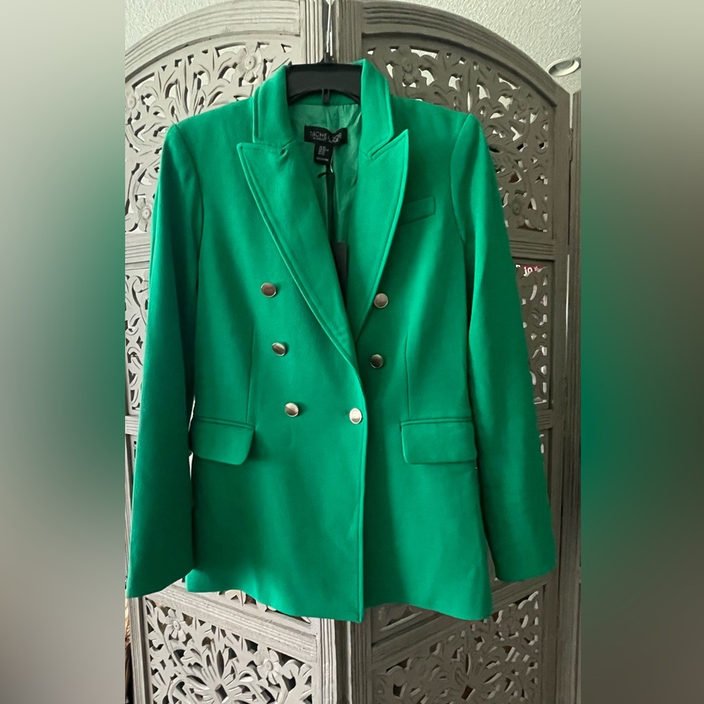 Rachel Zoe Vibrant Green Double-Breasted Blazer